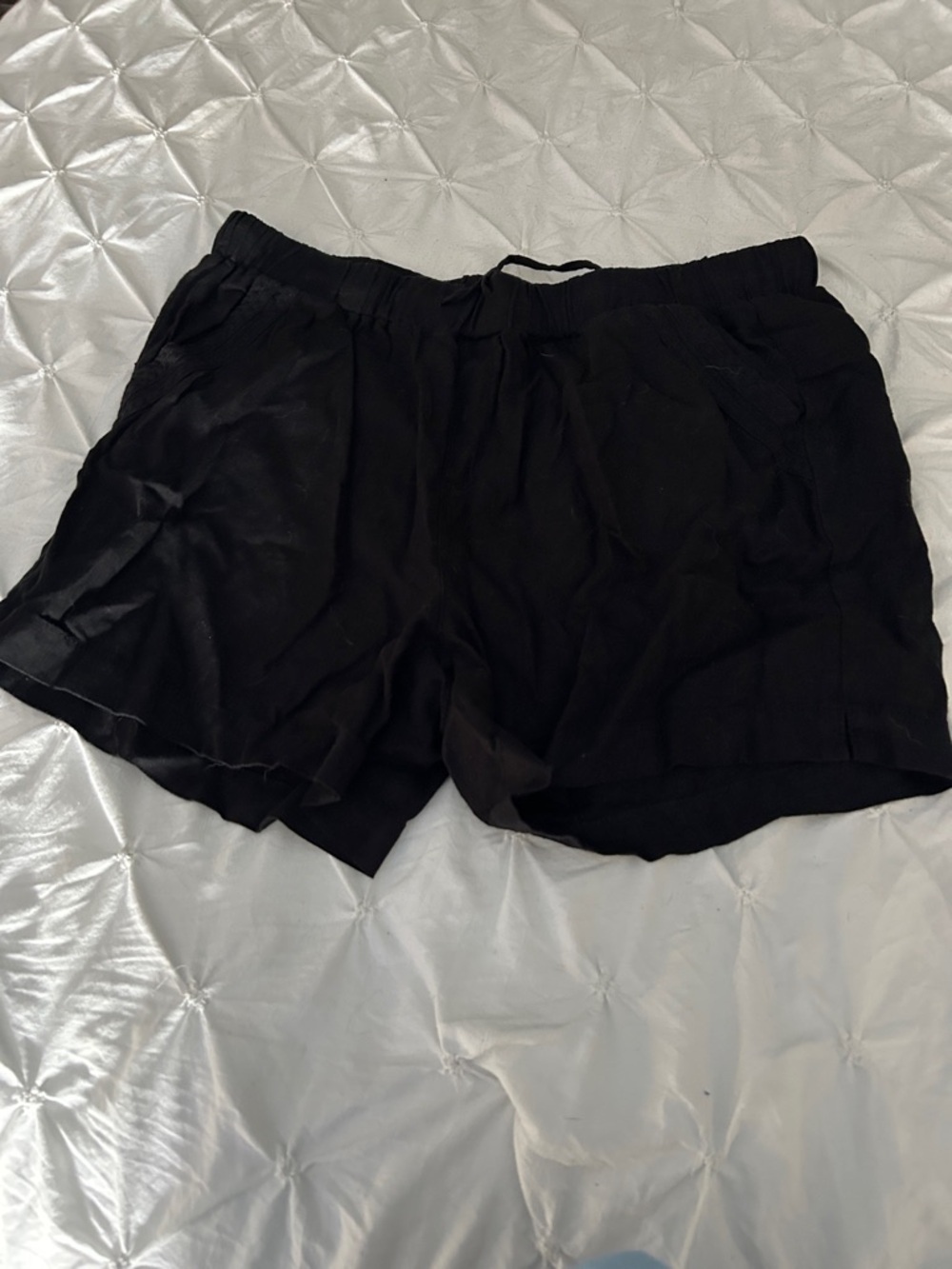 Briggs Black Linen Drawstring Shorts